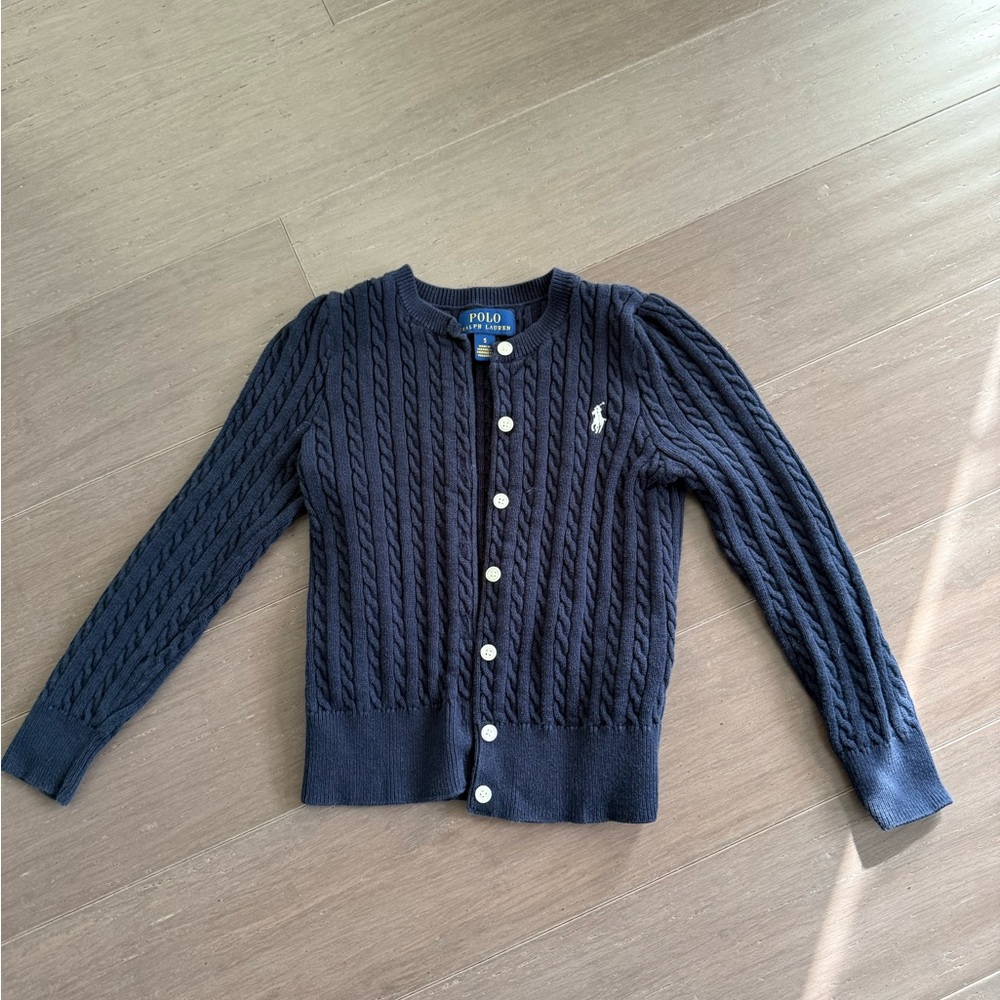 Polo Ralph Lauren Kids Navy Cable Knit Cardigan EUC
